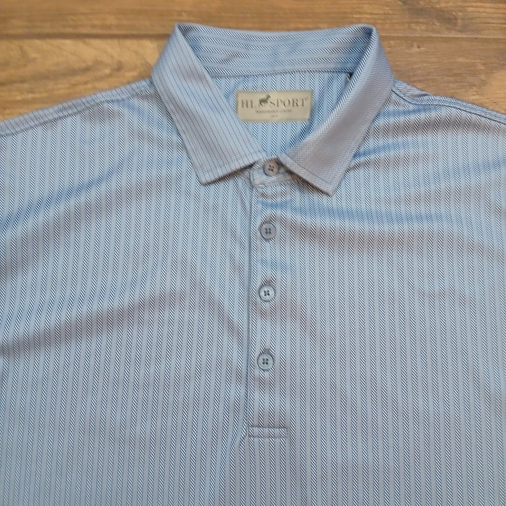 HL Sport Polo Mens Large Blue Golf Performance Luxury BallenIsles‎ Stretch Flex